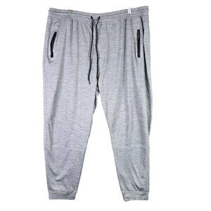Mens Split Grey Performance Jogger Pants Zipper Pockets Drawstring Size 4XL